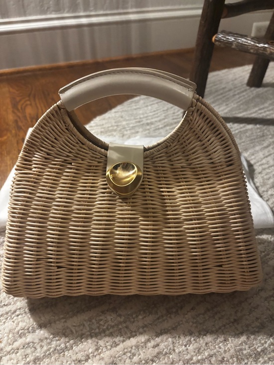 ANTONIO MELANI Handbags - ANTONIO MELANI Cream-Trim Woven Satchel with Gold Accent